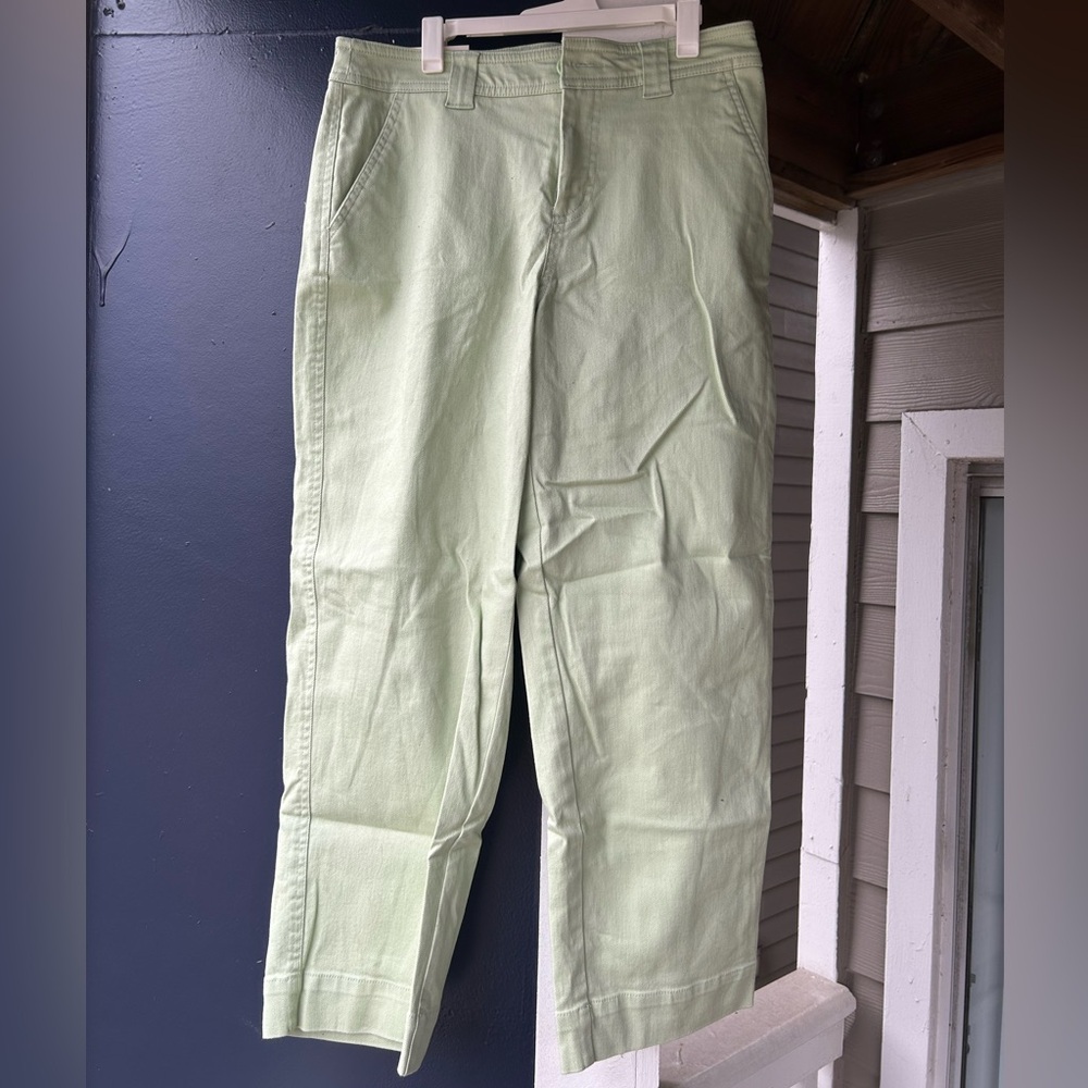 Light Green Straight Crop Pants